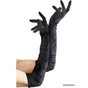 LONG BLACK VELVET GLOVES