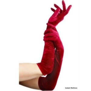 LONG RED VELVET GLOVES
