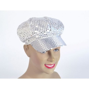 Silver / White Sequin Cap