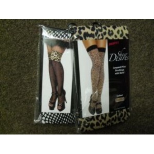 Black fishnet/leopard hold ups