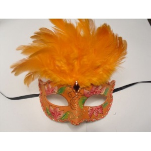 Tie on Mask with Feathers