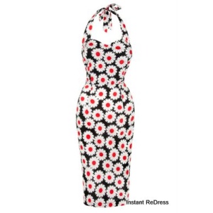 Black Daisy Wiggle Dress