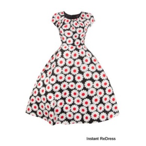 Black Daisy Capped Sleeved Dress