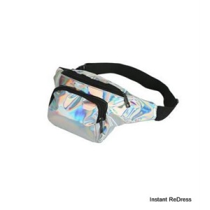 Holographic Bum Bag with Two Pockets at Front