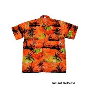 Orange Floral Palm Tree Hawaiian Shirt
