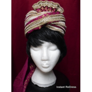 Ornate Pink Cream Adults Turban