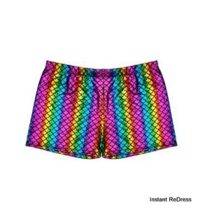 Mens Rainbow Holographic Hot Pants