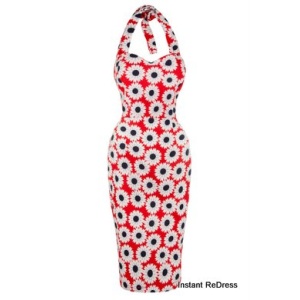 Red Daisy Wiggle Dress