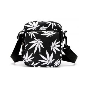 White Ganja Leaf Messenger Bag