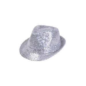 Silver trilby hat
