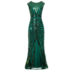 Beaded Dress - Bottle Green and Black
