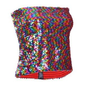 Rainbow Sequin Strapless Top