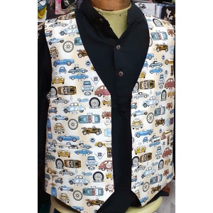 Beige Vintage Cars Waistcoat