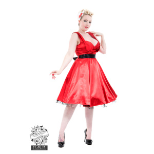 Red Satin Swing Dress