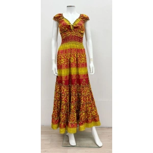 Maxi Sari Dress with Tiered Skirt